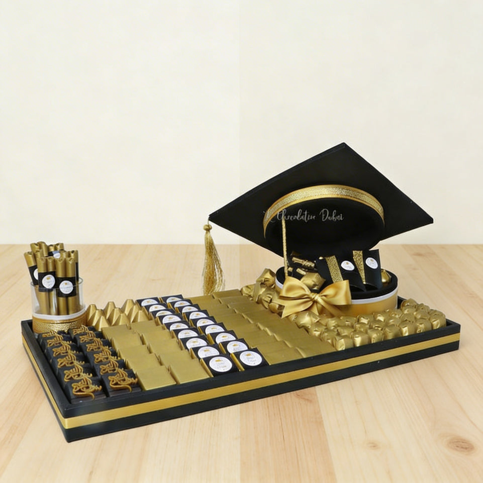 Graduation personalized designed premium chocolate leather large tray