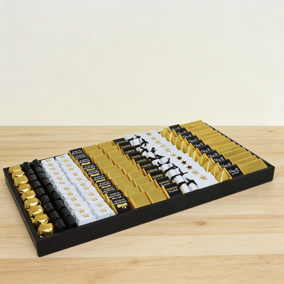 Graduation designed premium chocolate large leather tray