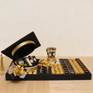 Graduation designed premium chocolate leather large tray