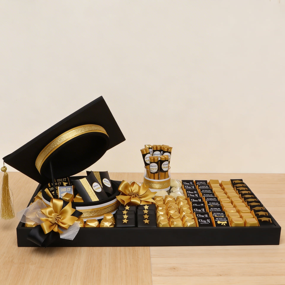 Graduation designed premium chocolate leather large tray