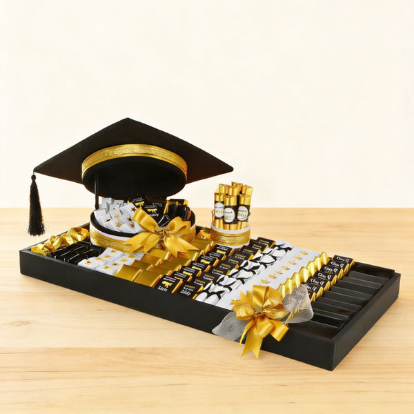 Graduation personalized designed premium chocolate large leather tray