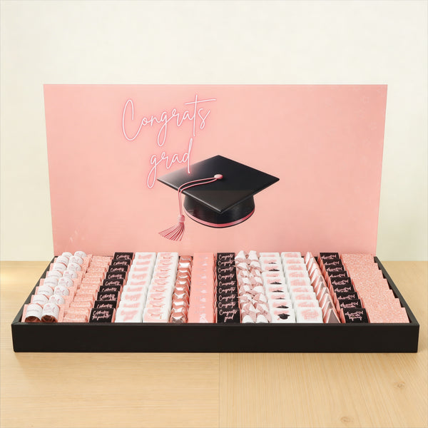 Graduation designed premium chocolate large leather tray with acrylic backdrop
