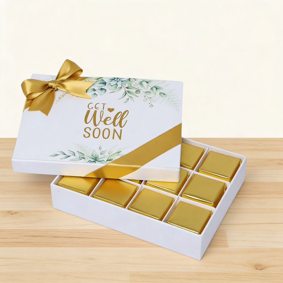 Get well soon eucalyptus designed 12-piece chocolate hard box