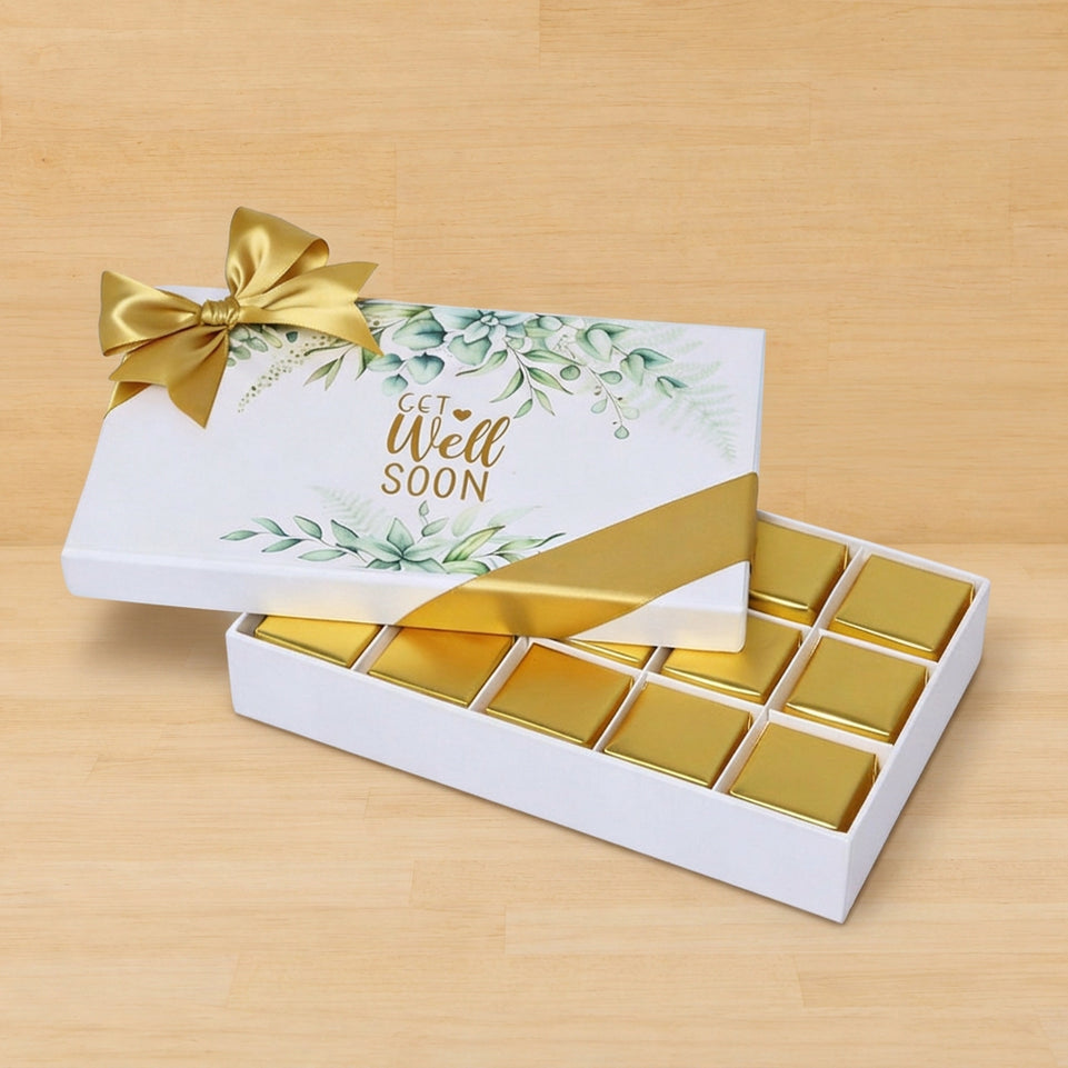 Get well soon eucalyptus designed 15-piece chocolate hard box