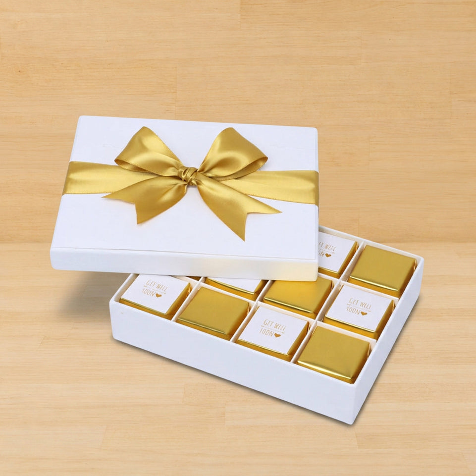 Get well soon gold designed 12P premium chocolate hard box