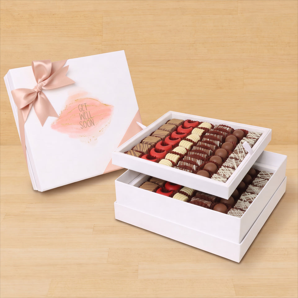 Get Well Soon designed premium chocolate 2-layer hard box