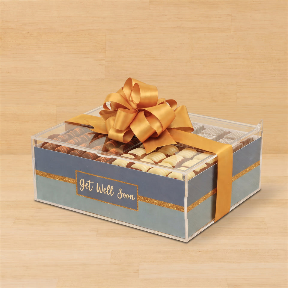 Get well soon designed premium chocolate small  double acrylic tray