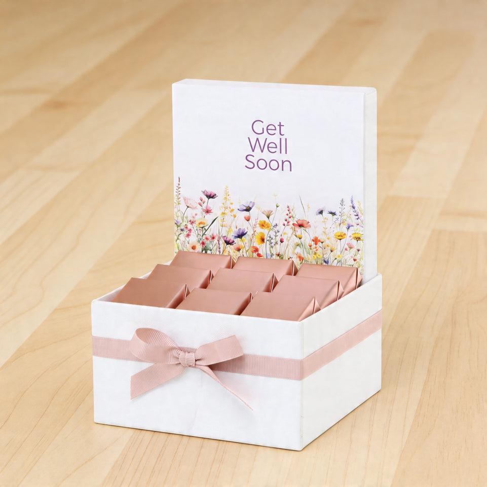 Get well soon flower design chocolate small hamper