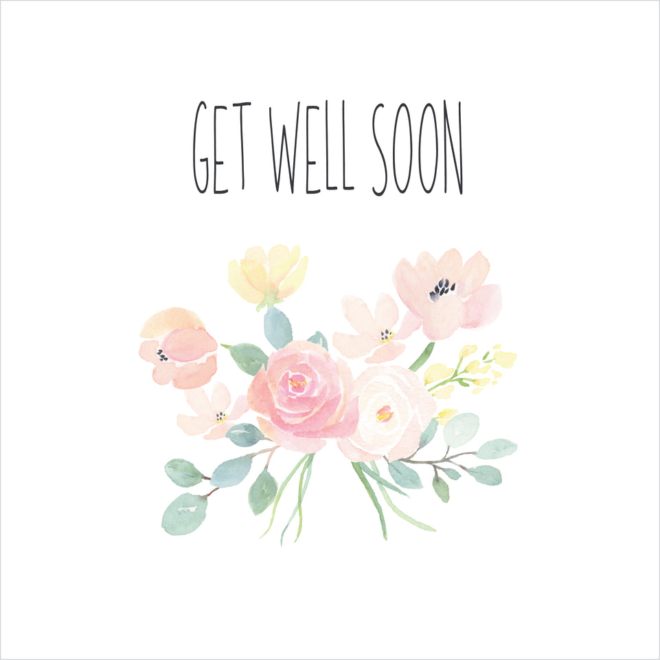 Get well soon floral minimalist greeting card