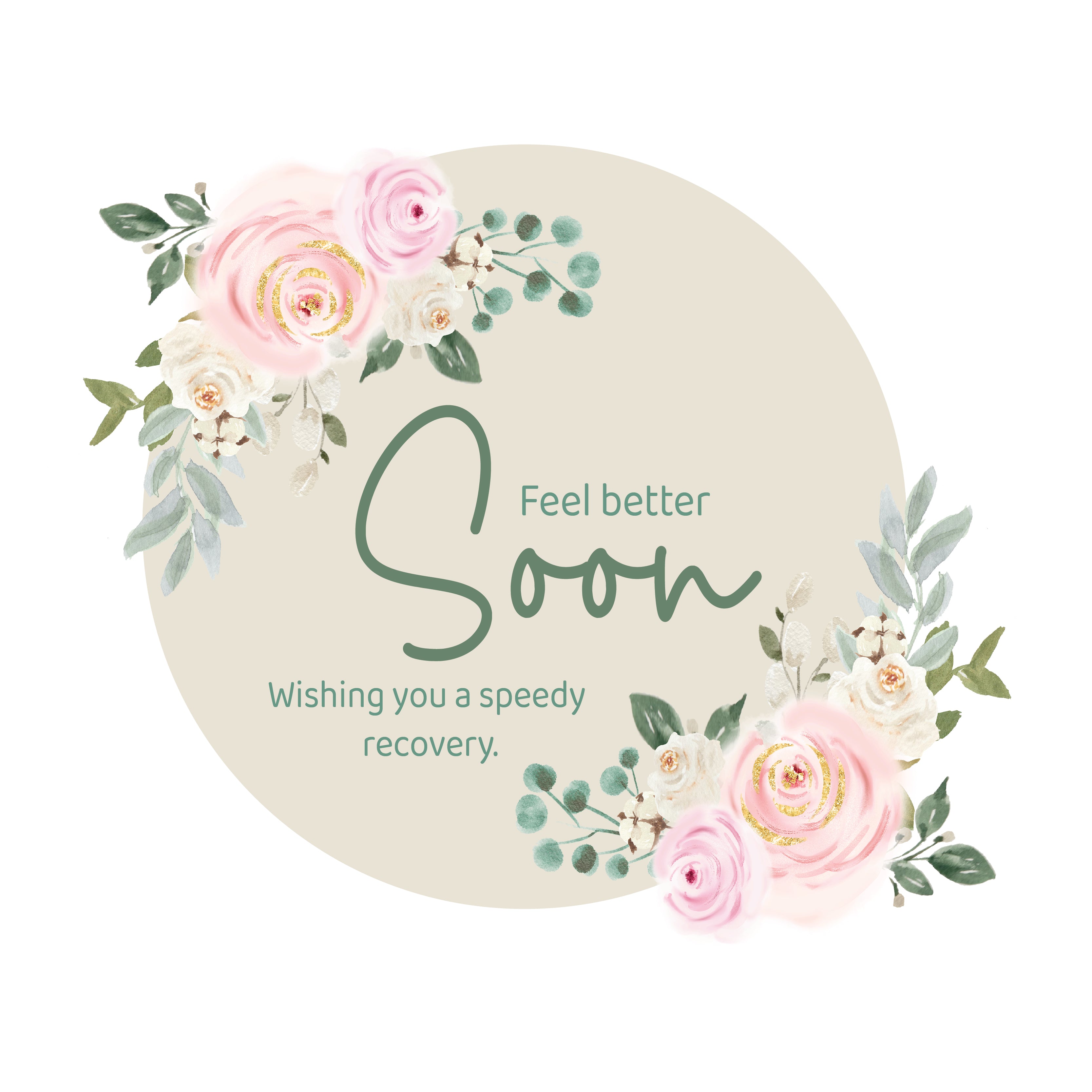 Get well soon floral rustic greeting card