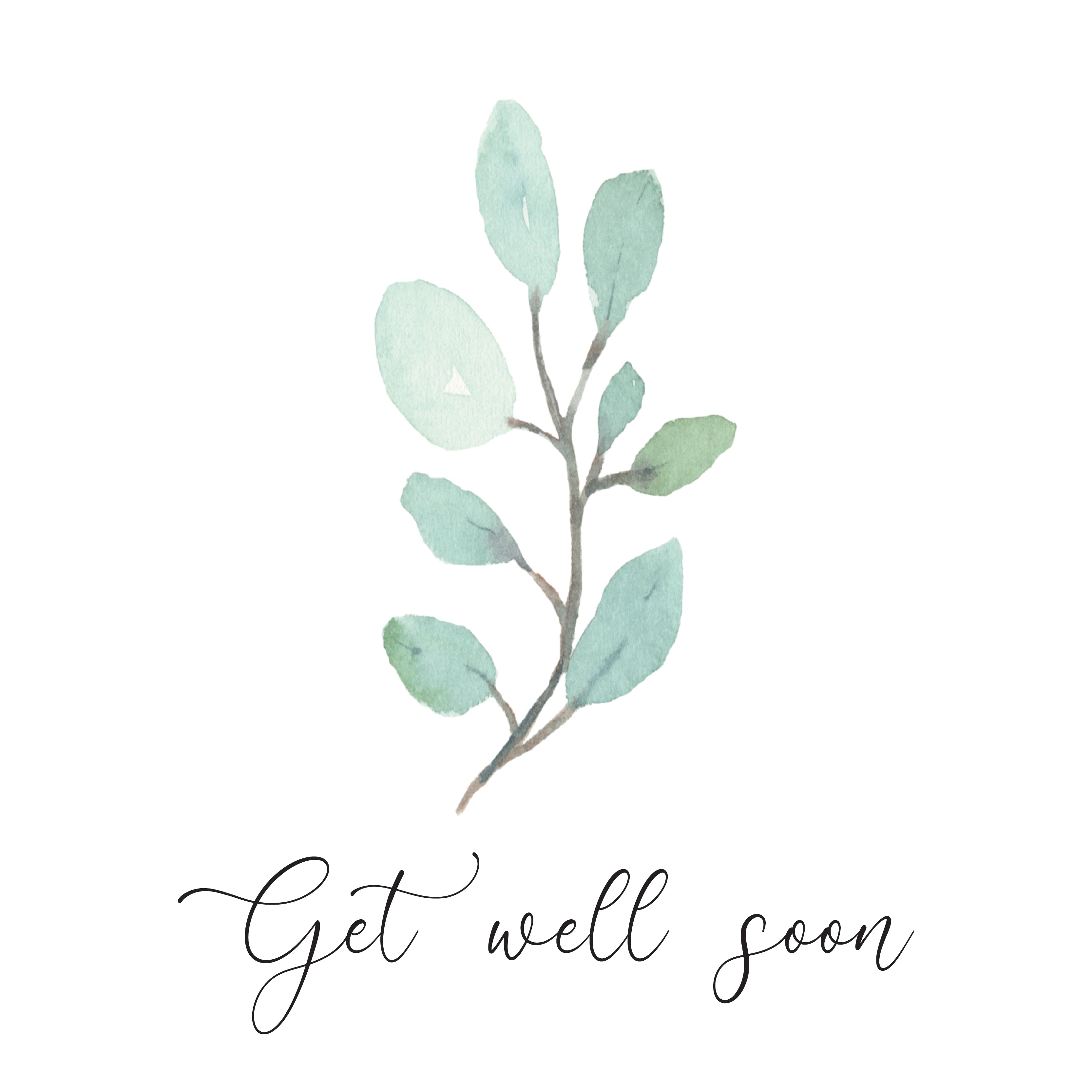 Get well soon green leaves greeting card
