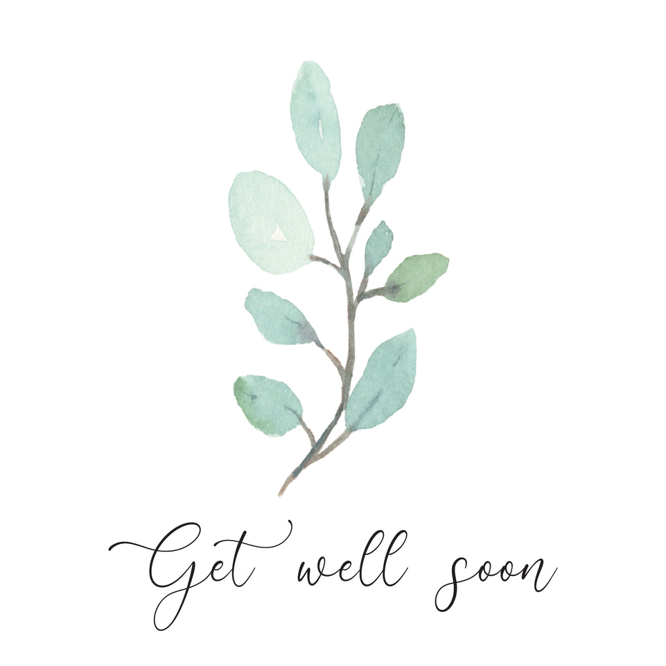 Get well soon green leaves greeting card