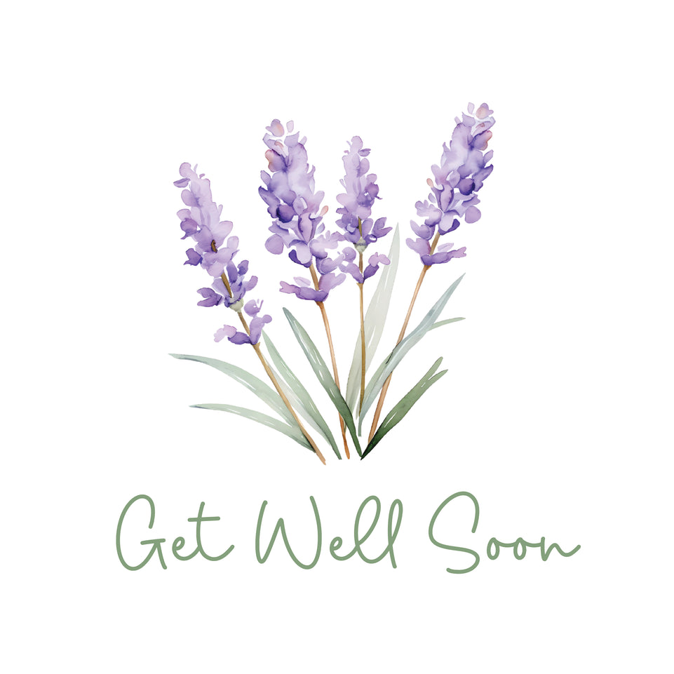 Get well soon lavendar greeting card