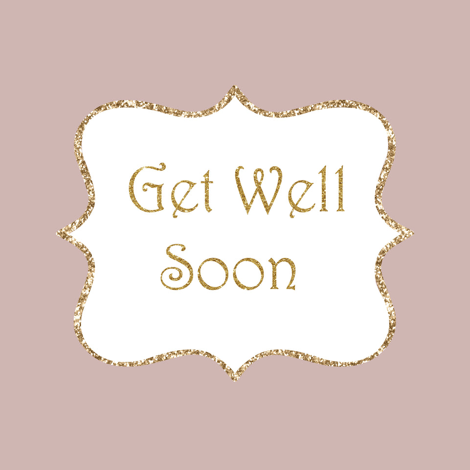 Get well soon vintage glitter frame greeting card