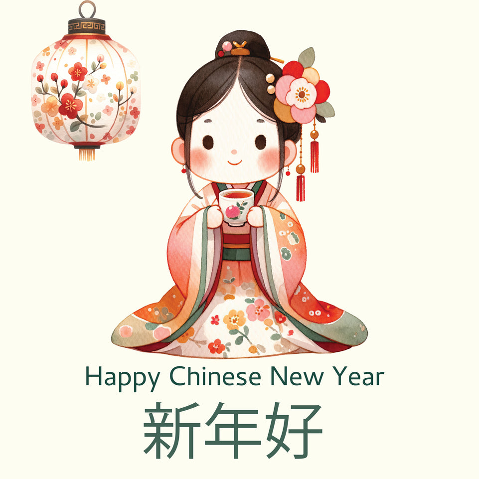 Girl chinese new year greeting card