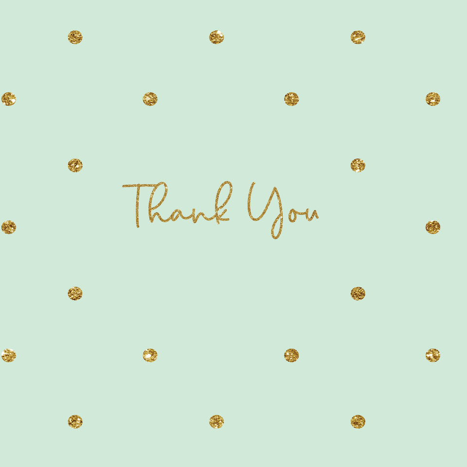 Glitter polka dot thank you greeting card