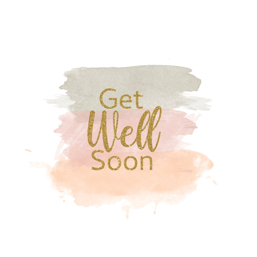 Glitter stain get well soon greeting card