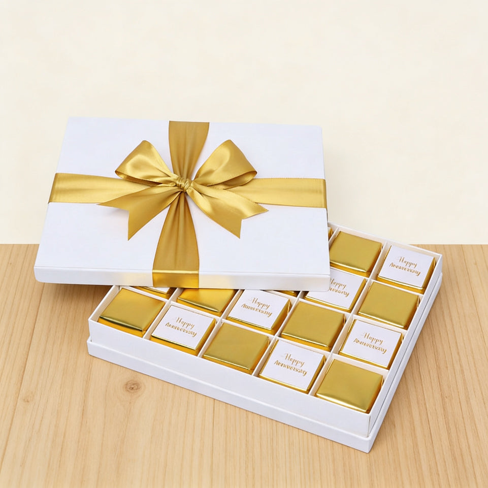 Happy anniversary gold designed 20P chocolate hard box