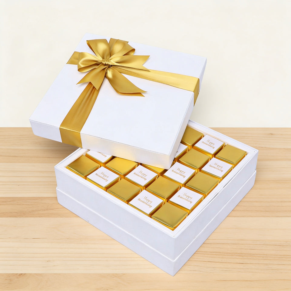 Happy anniversary gold designed premium chocolate hard box