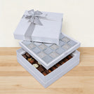 Happy anniversary classic silver designed 2-layer chocolate hard box