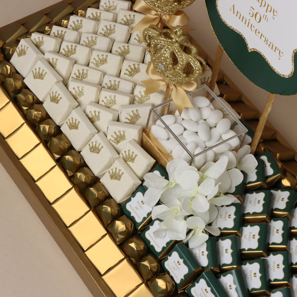 Happy anniversary decorated & customized chocolate large leather tray