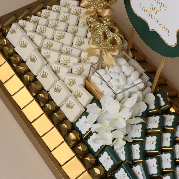 Happy anniversary decorated & customized chocolate large leather tray