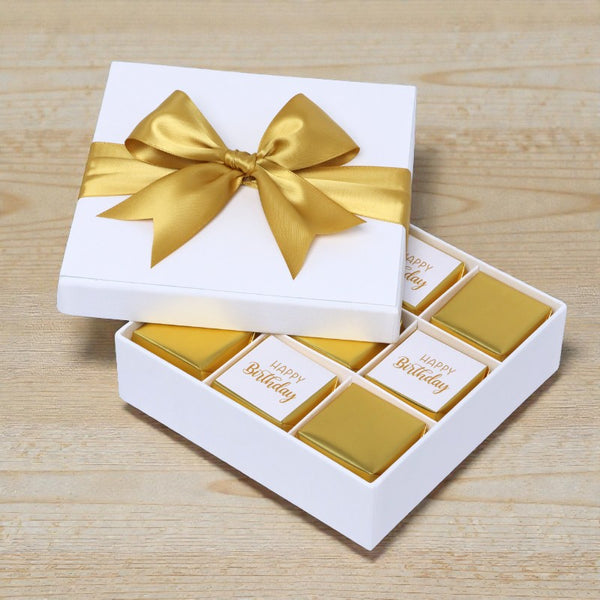 Happy birthday gold designed 9-piece chocolate hard box