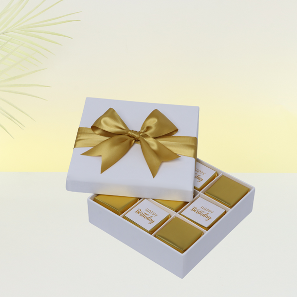 Happy birthday gold designed 9-piece chocolate hard box