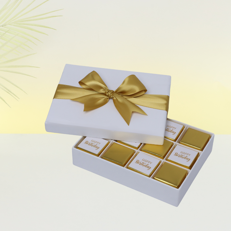 Happy birthday gold designed 12-piece chocolate hard box
