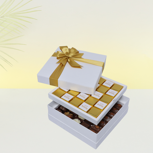 Happy birthday gold designed 2-layer chocolate hard box