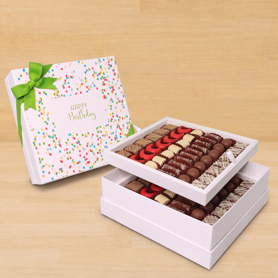 "Happy birthday" green designed premium chocolate 2-layer hard box