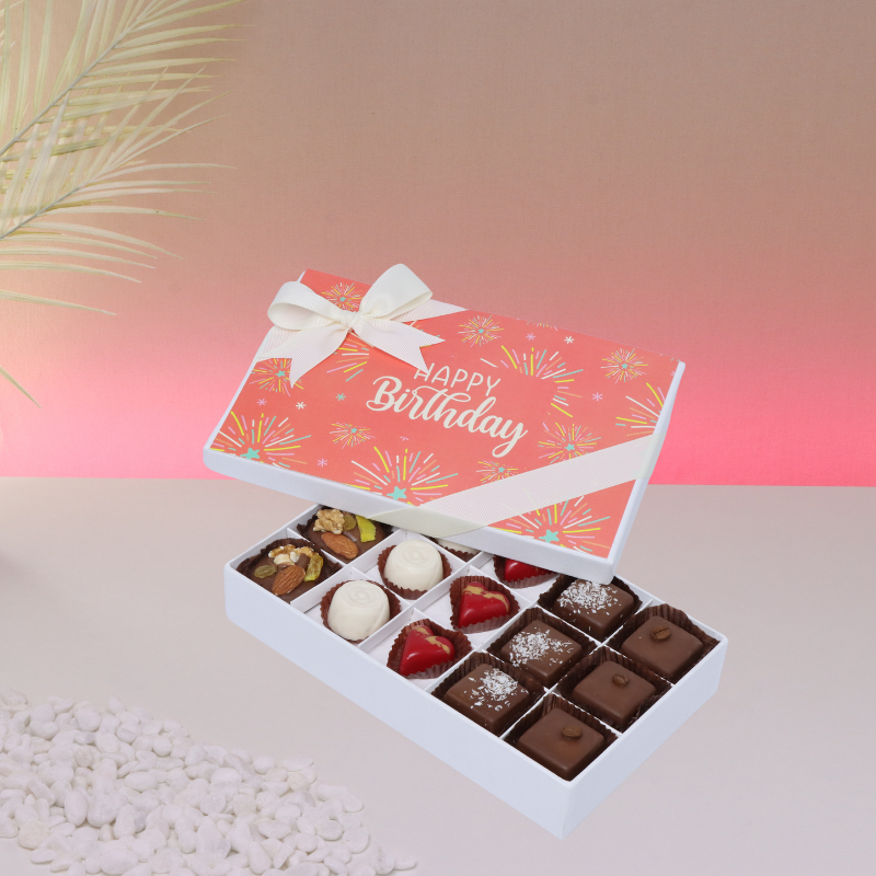 Happy birthday fireworks designed 15P chocolate hard box