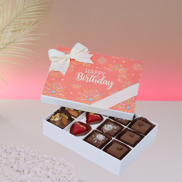 "Happy birthday" fireworks designed 12P chocolate hard box