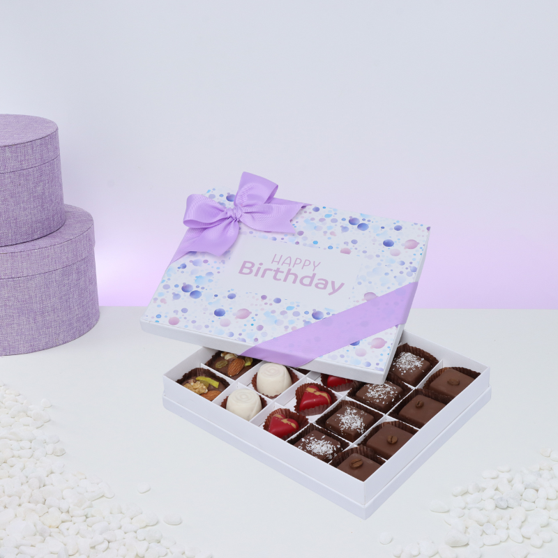 Happy birthday bubble designed 20P chocolate hard box
