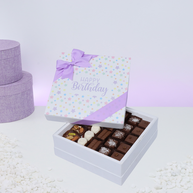"Happy birthday" star designed premium chocolate hard box