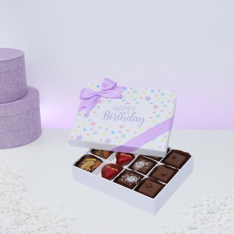 Happy birthday star designed 12P chocolate hard box