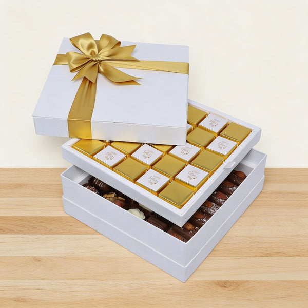 Happy father's day classic gold designed 2-layer chocolate hard box