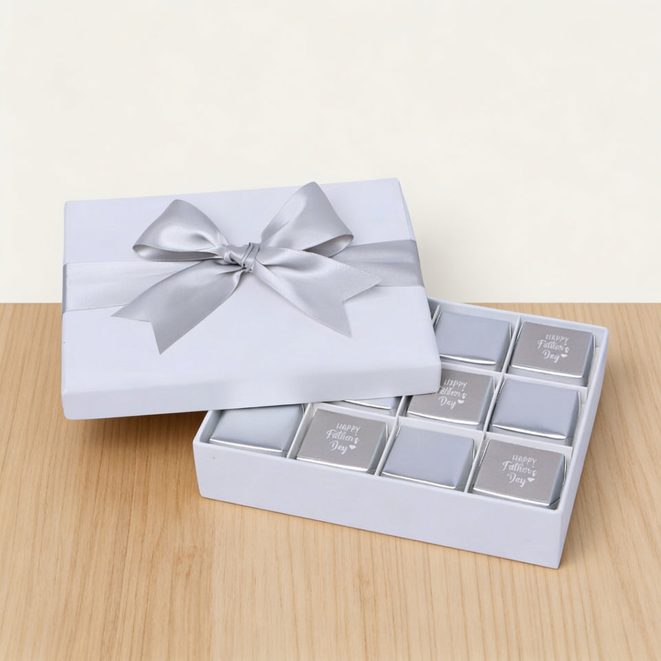 Happy father's day classic silver designed 12P premium chocolate hard box