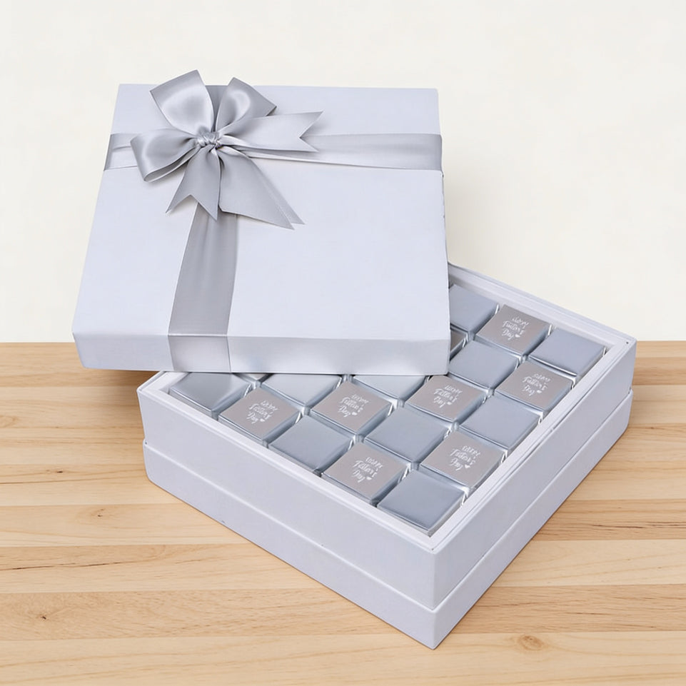 Happy father's day classic silver designed chocolate hard box