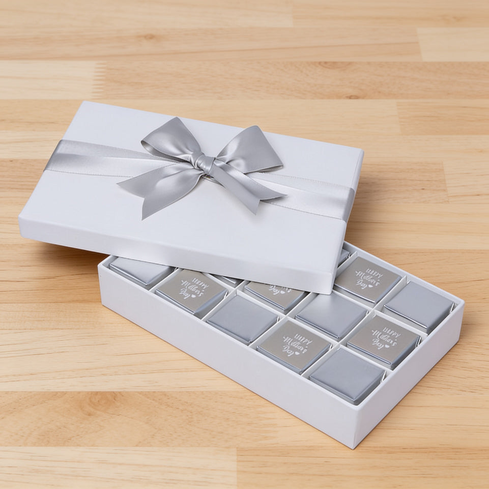 "Happy mother's day" classic silver 15-piece chocolate hard box