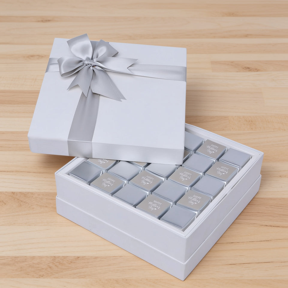 "Happy mother's day" classic silver 25-piece chocolate hard box