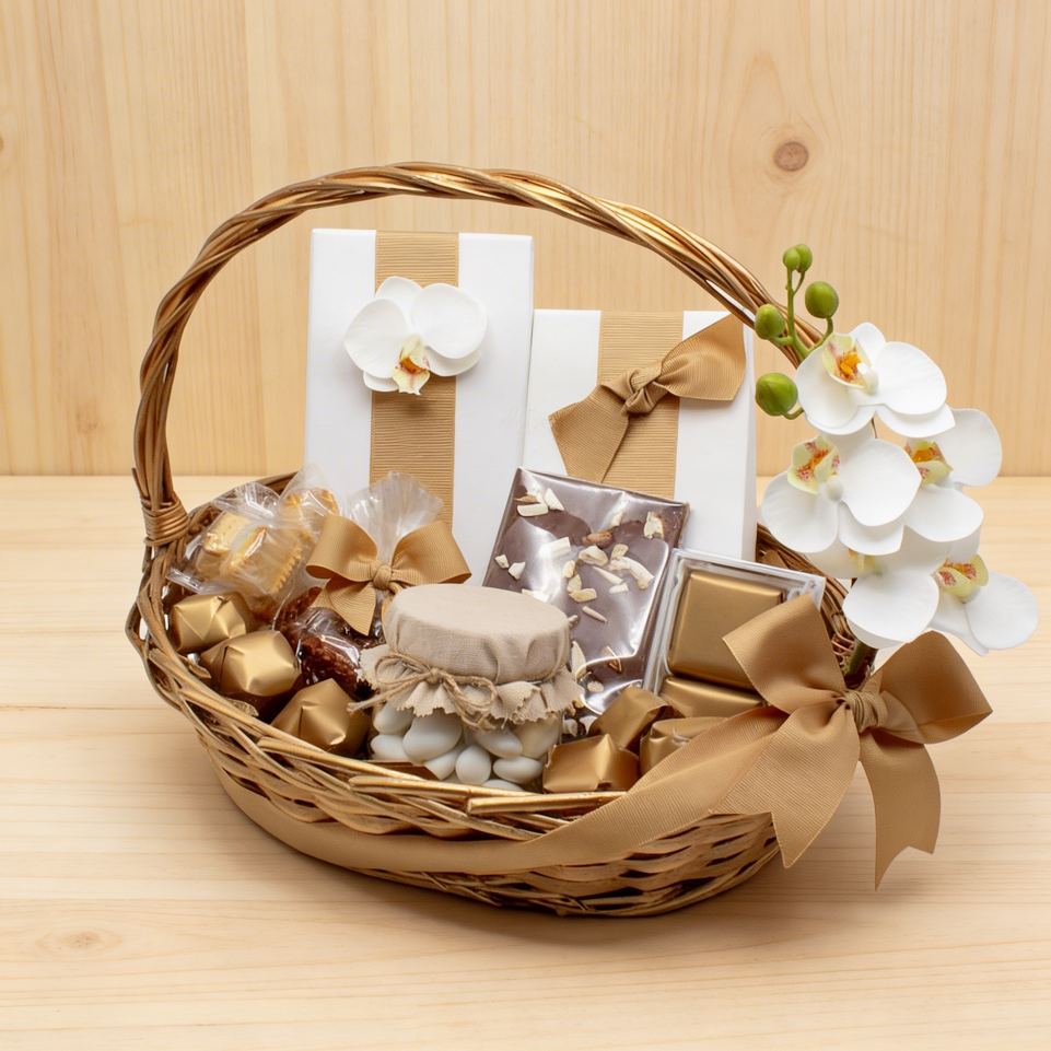 Rustic designed chocolate & sweets medium basket