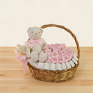 Baby girl crochet decorated chocolate medium basket