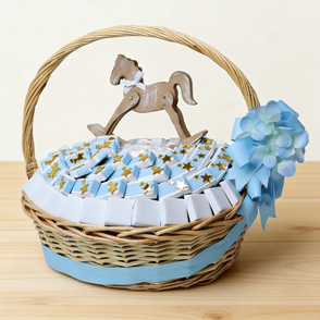 Baby boy acrylic carousel decorated c...