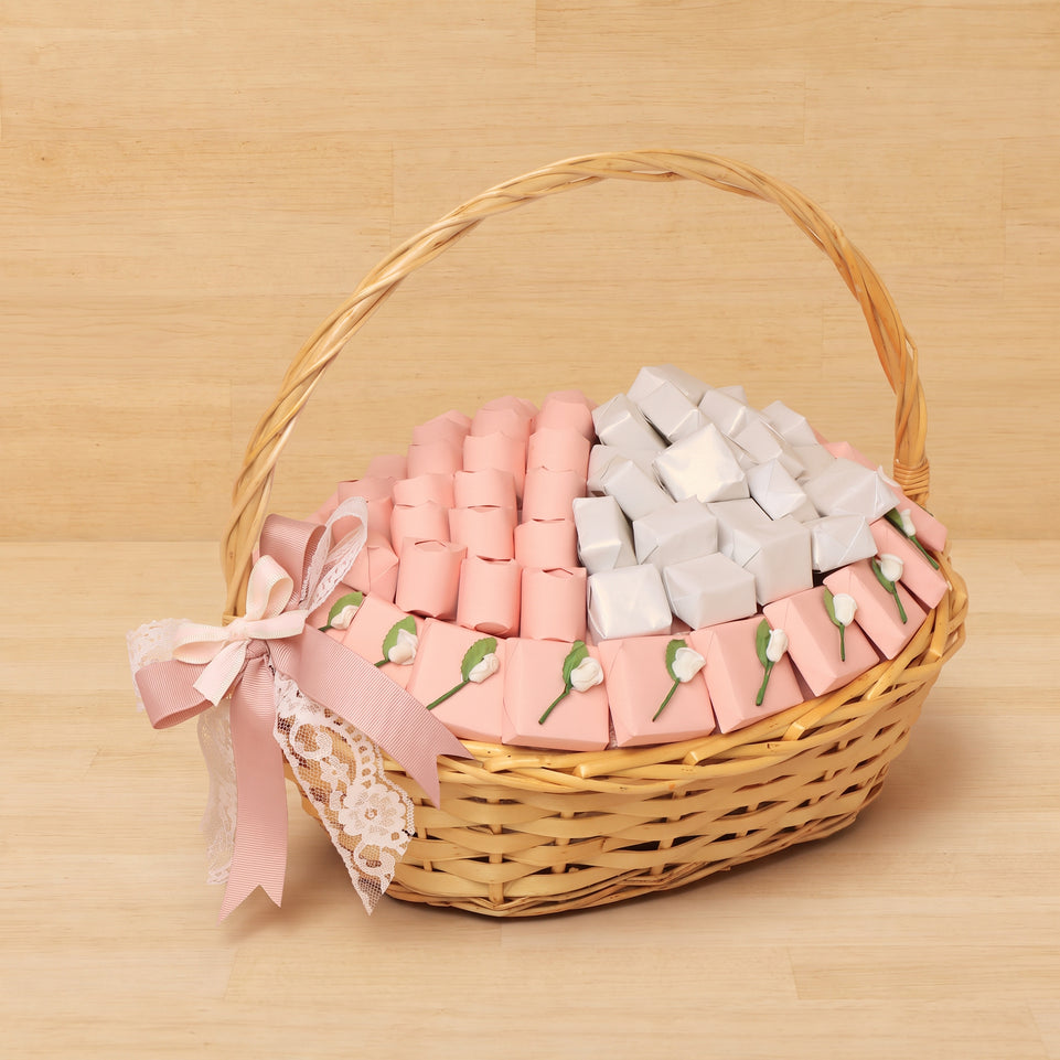 Baby girl flower decorated chocolate medium basket