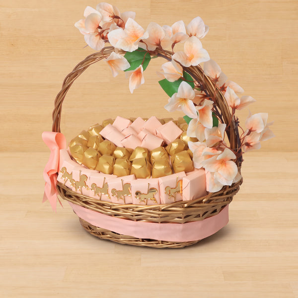 Baby Girl carousel them premium chocolate medium basket