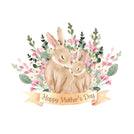 Happy mother's day bunnies floral background greeting card