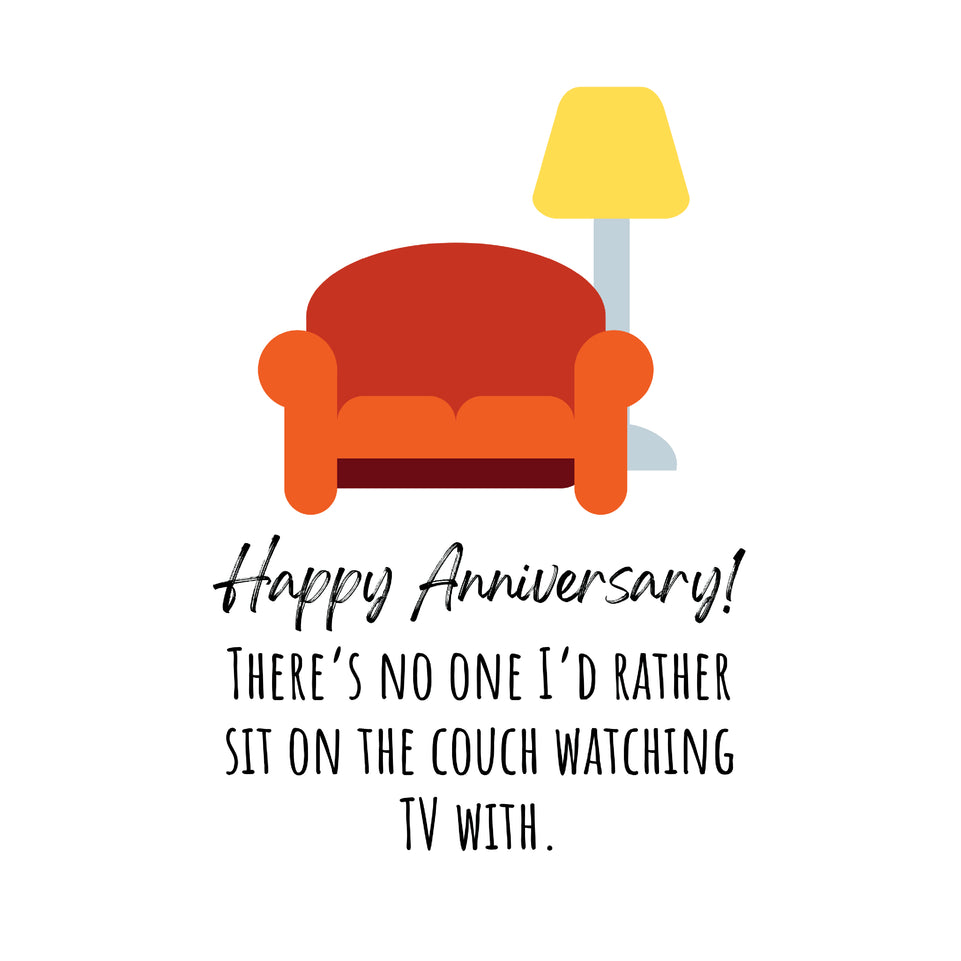 Happy anniversary couch greeting card