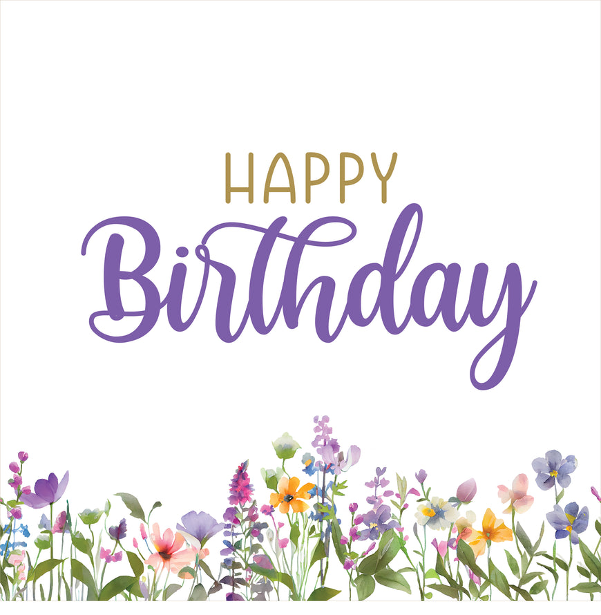 Happy birthday botanical flowers greeting card