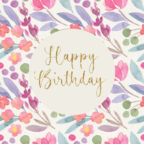Happy birthday floral branches greeti...
